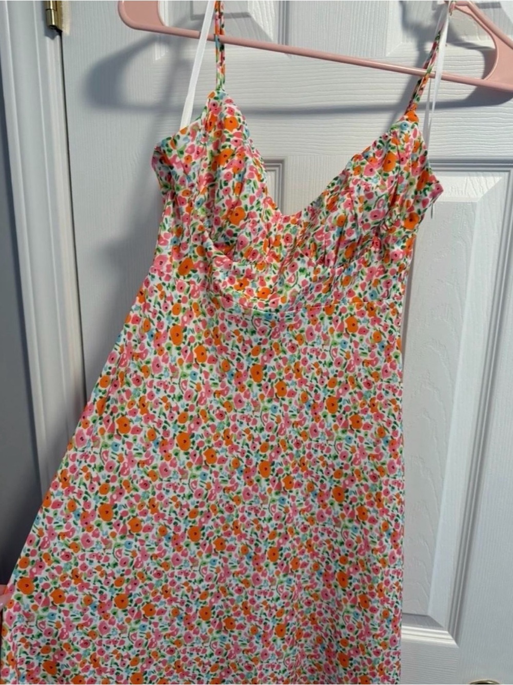 Princess Polly Pink & Orange Floral Midi Slip Dress